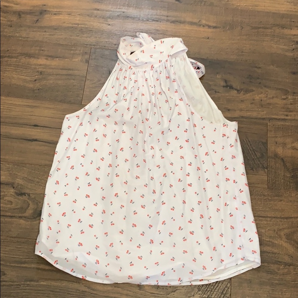 NWT JCrew Cotton Silk bow neck cherry tank